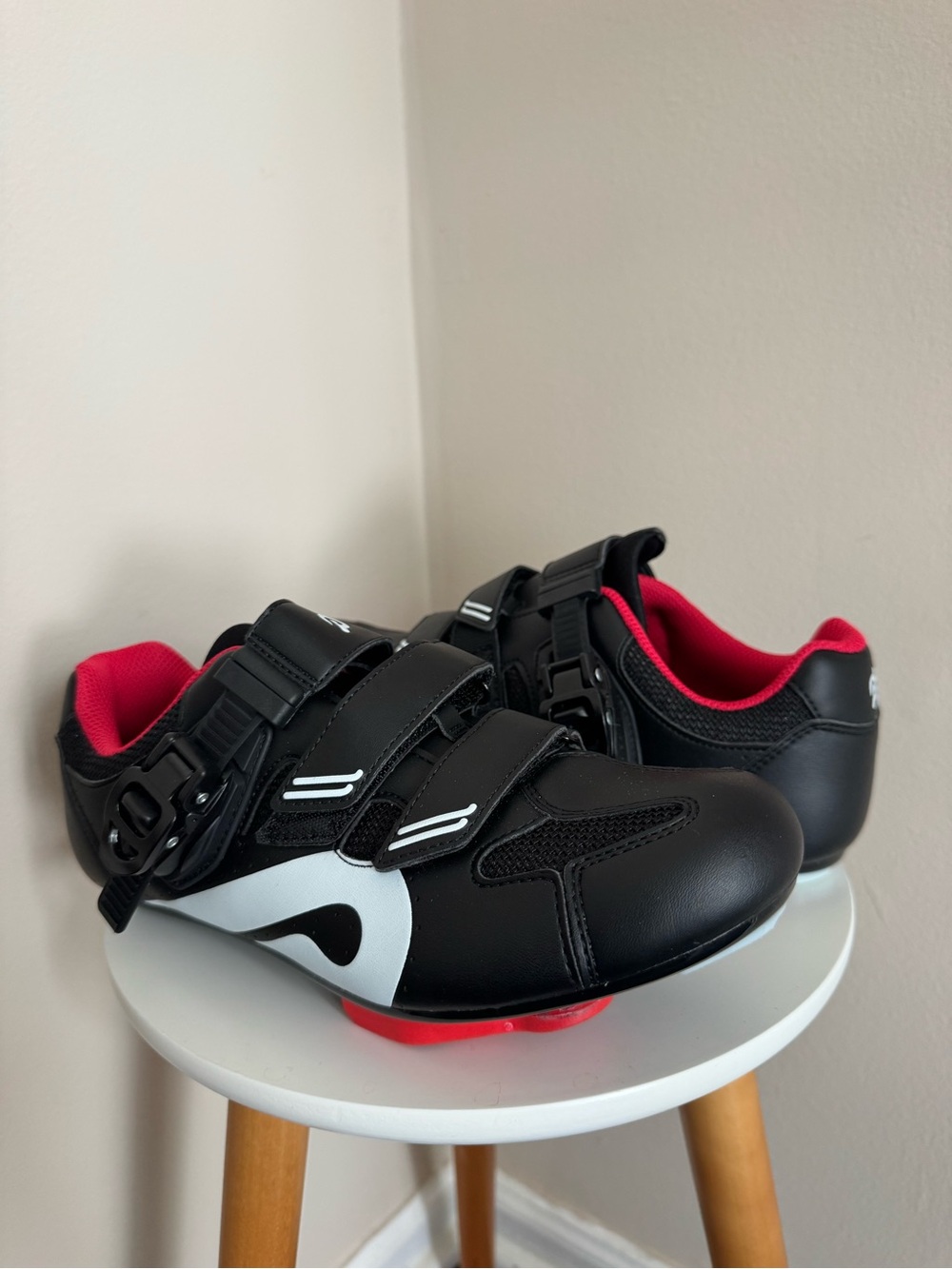 Peloton Black and Red Women's Cycling Shoes with Secure Straps